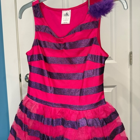Disney Cheshire Cat Striped Costume Dress Pink Purple Glitter Womens Size XXS - Picture 8 of 10